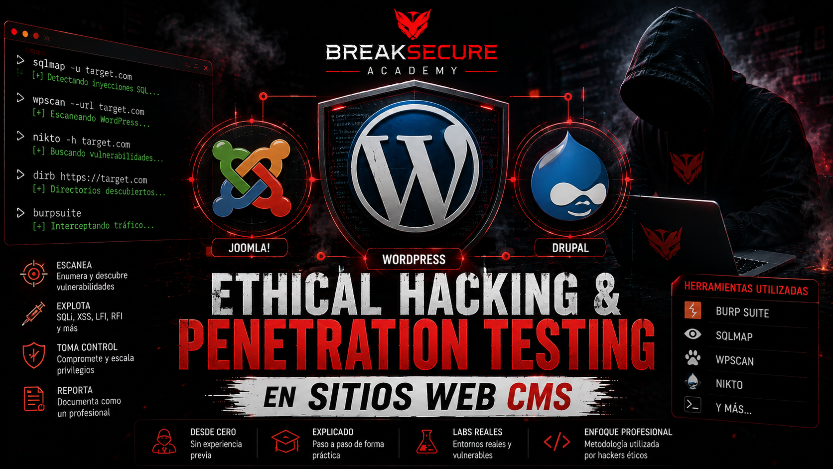 Portada del curso Ethical Hacking & Penetration Testing en Sitios Web CMS