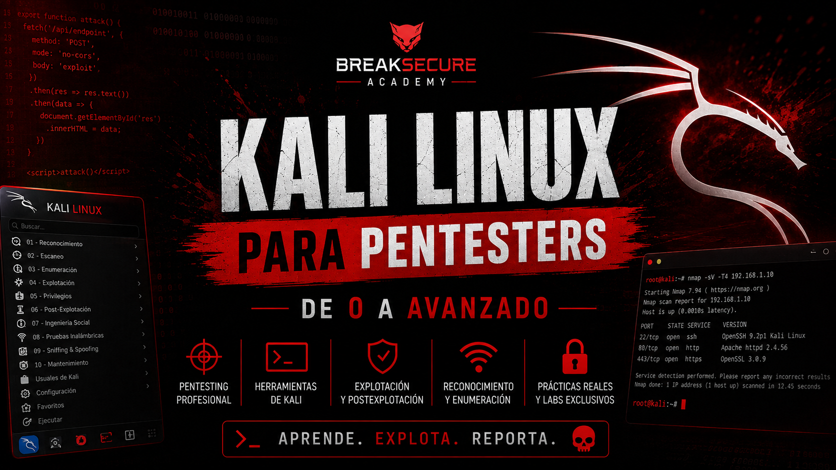 Portada del curso Kali Linux: Hacking Ético desde 0 hasta Avanzado + Prácticas