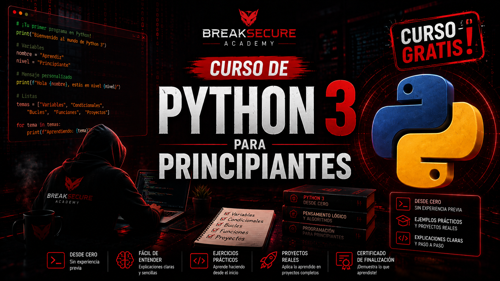 Portada del curso Curso de Python 3 para Principiantes