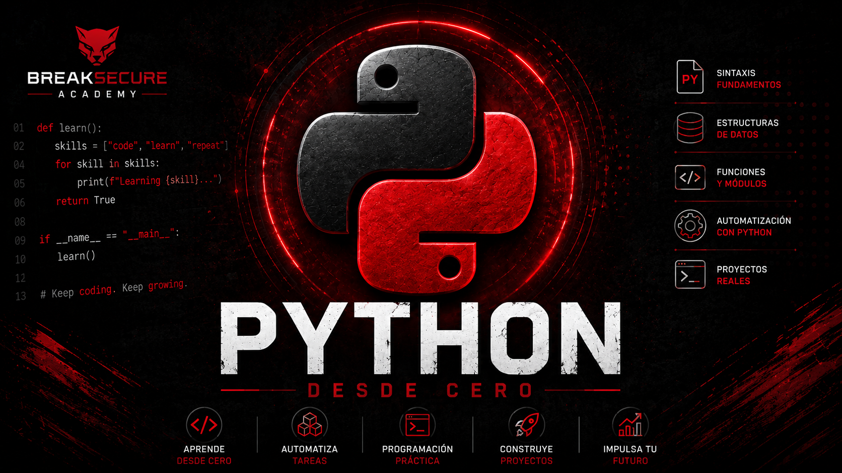 Portada del curso Python3: De Cero a Experto | +50 Ejercicios y Proyectos!