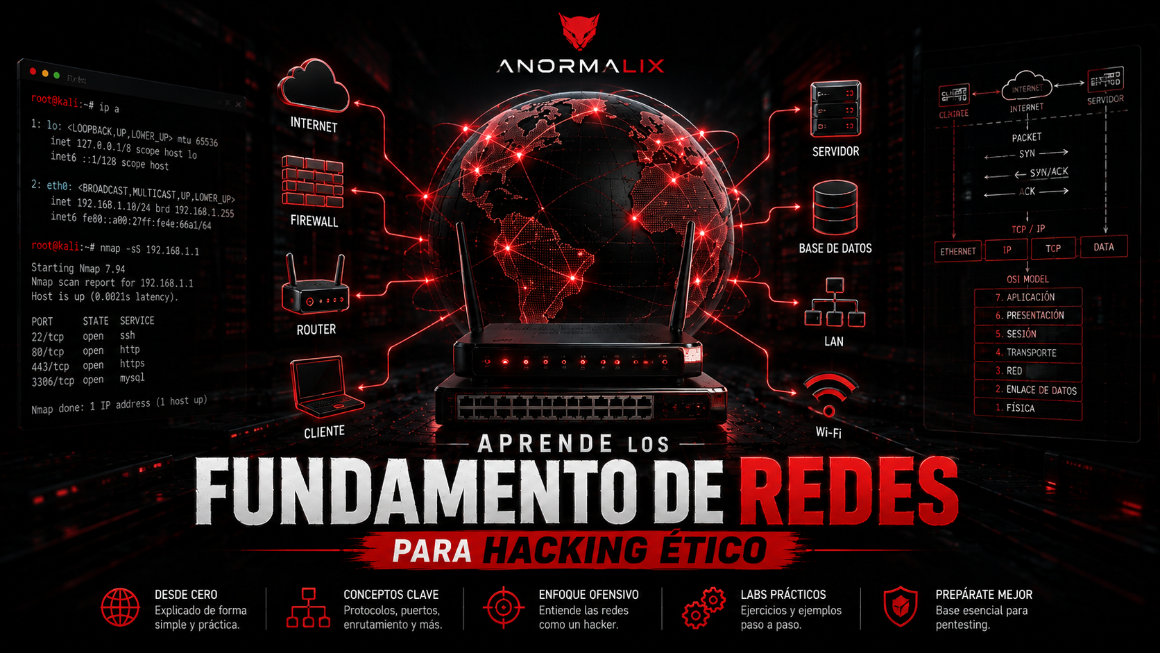 Portada del curso Aprende los Fundamento de Redes para Hacking Ético